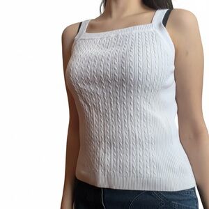 White Ribbed Knit tank top